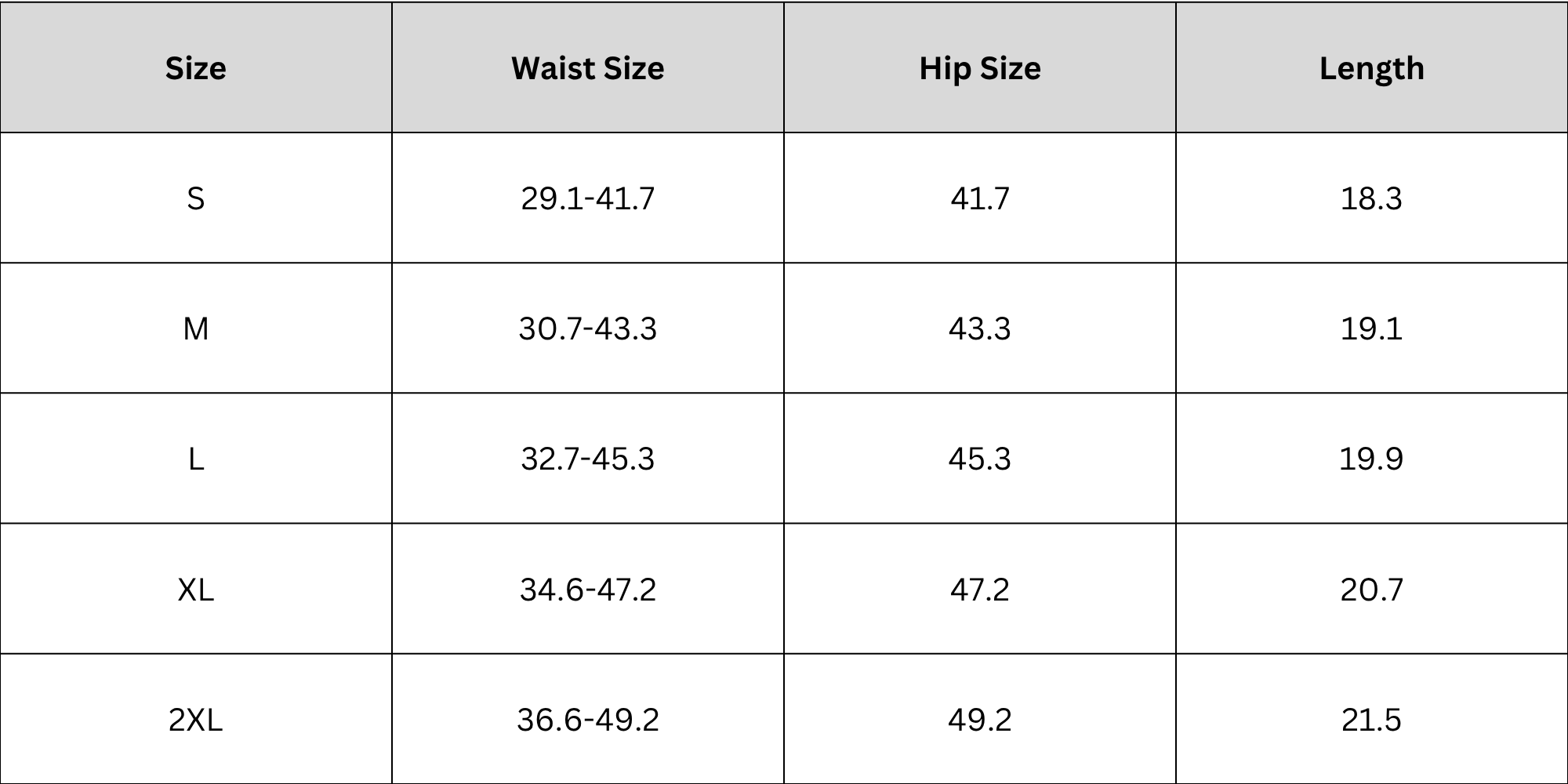 Size Chart