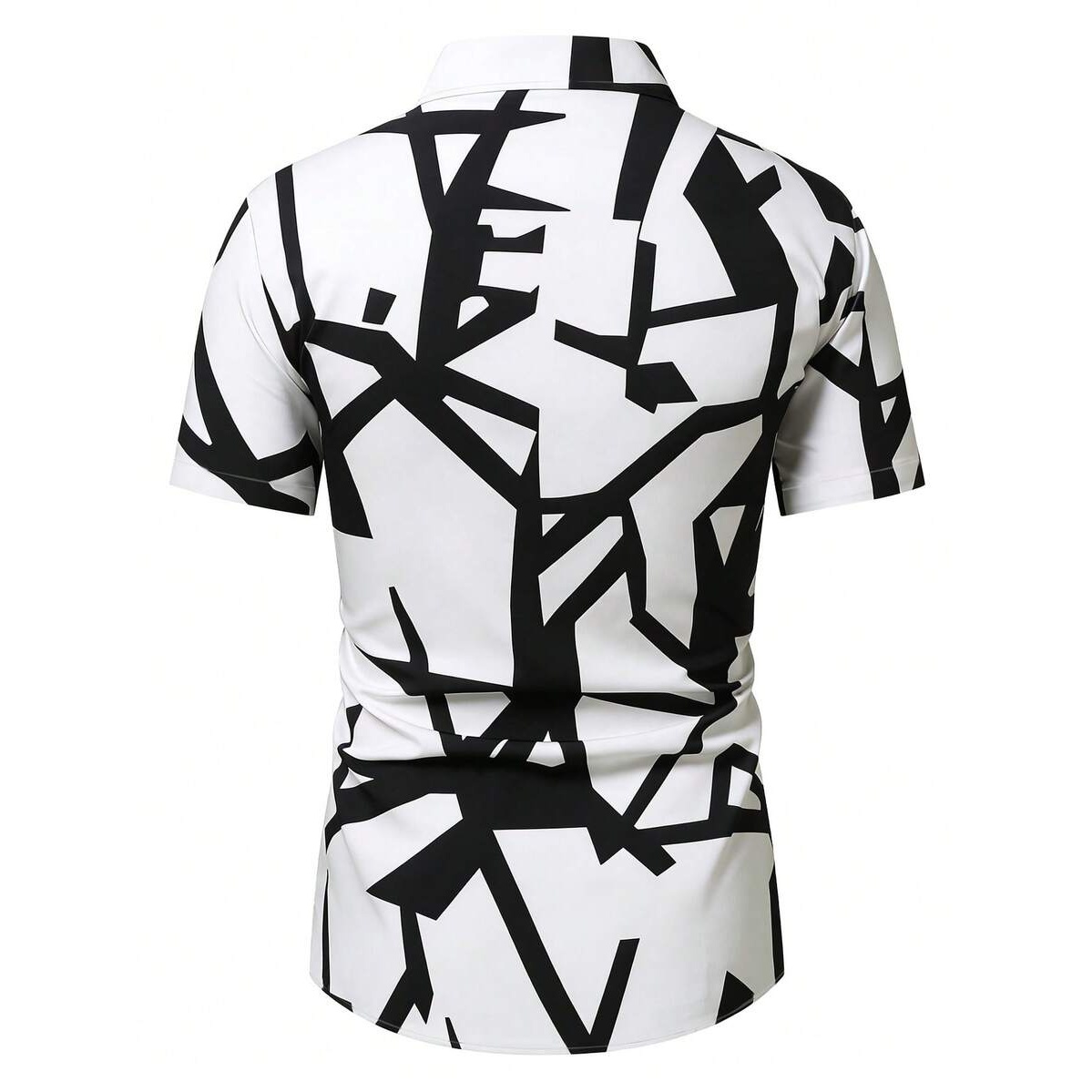 Casual Geometric Print Contrast Short Sleeve Shirt