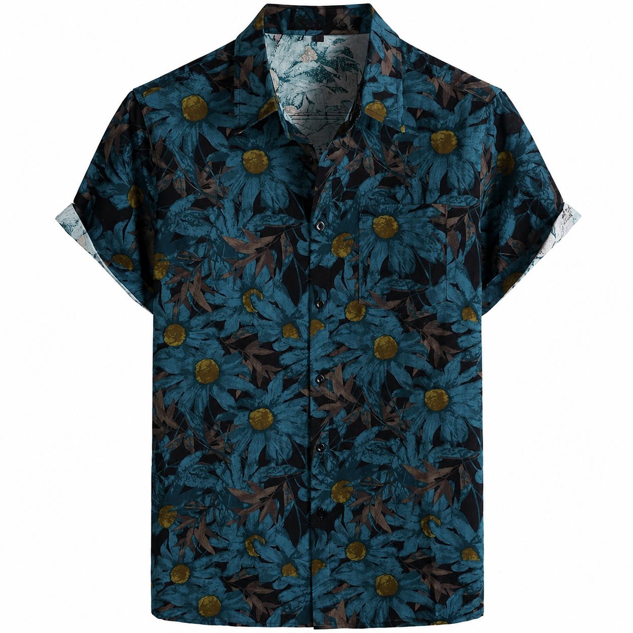 Printed Casual Short Sleeve Button Down Shirts For Men