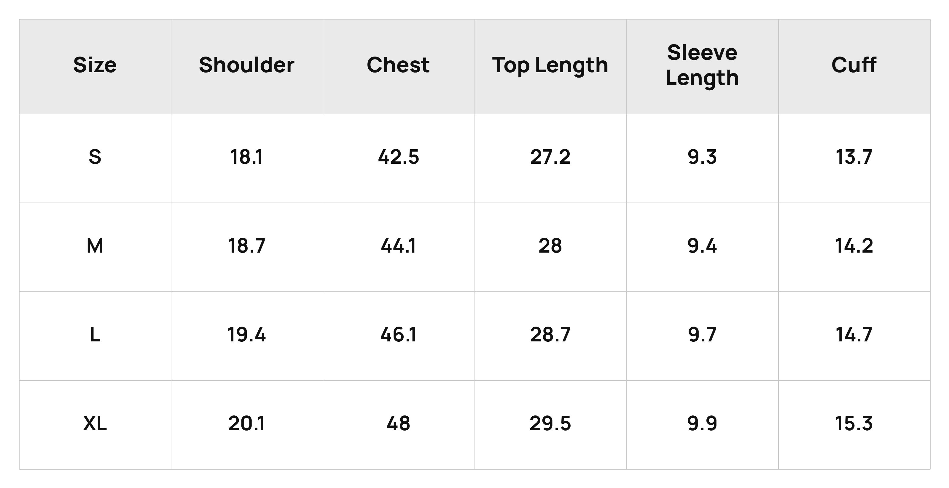 Size Chart