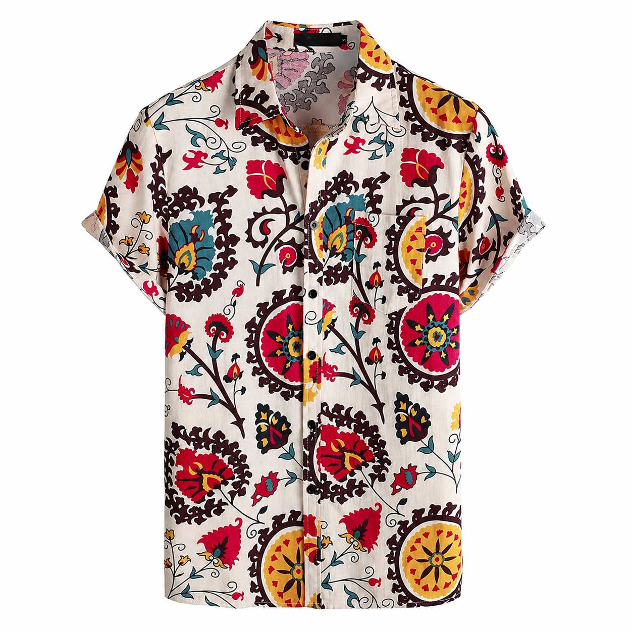 Printed Casual Short Sleeve Button Down Shirts For Men