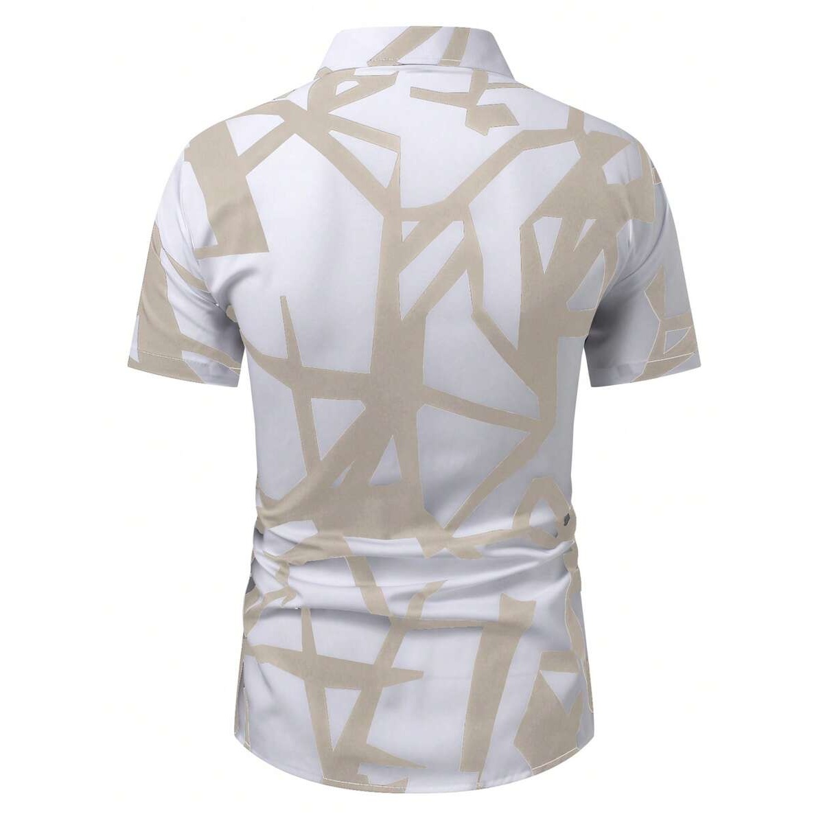Casual Geometric Print Contrast Short Sleeve Shirt