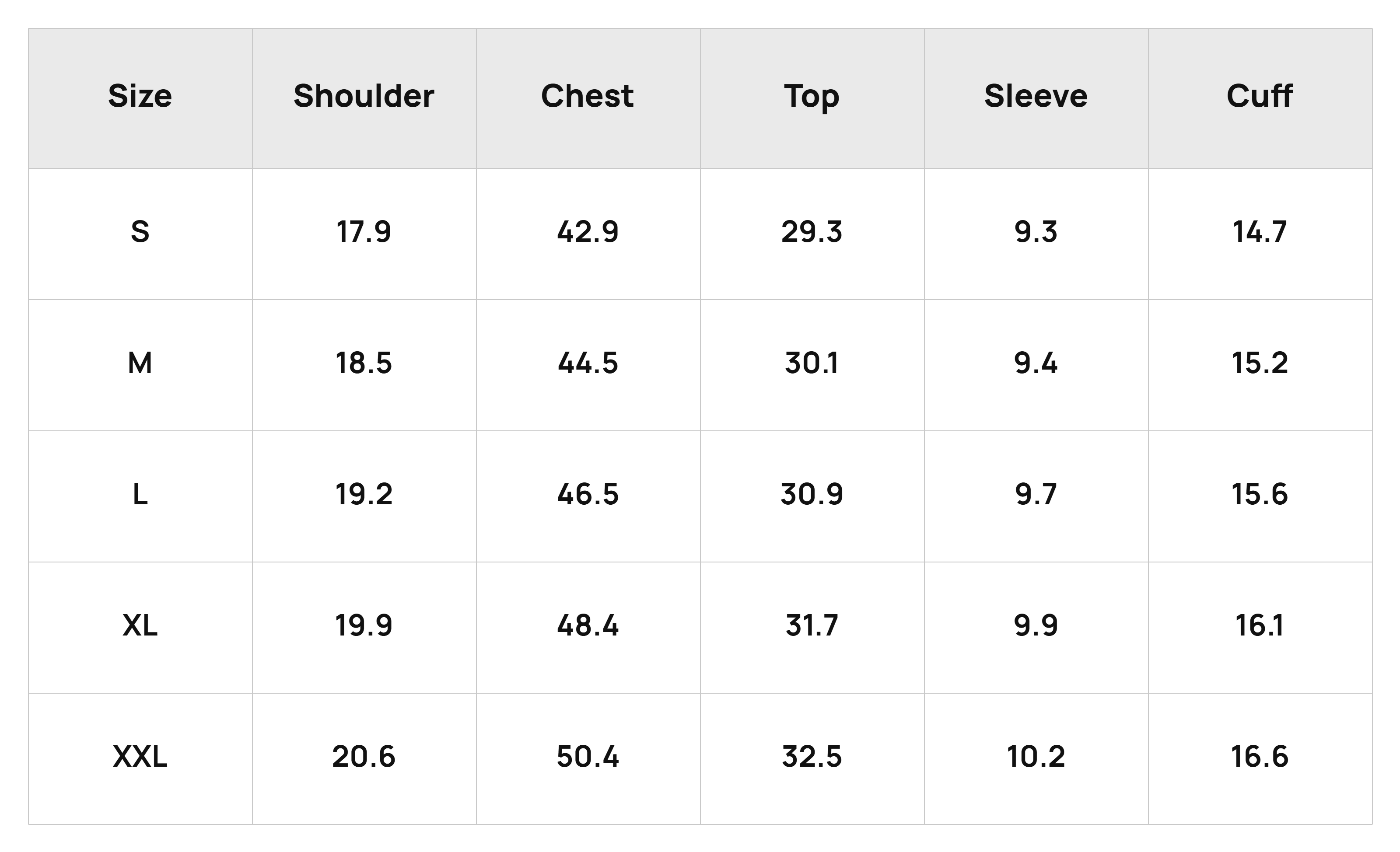 Size Chart