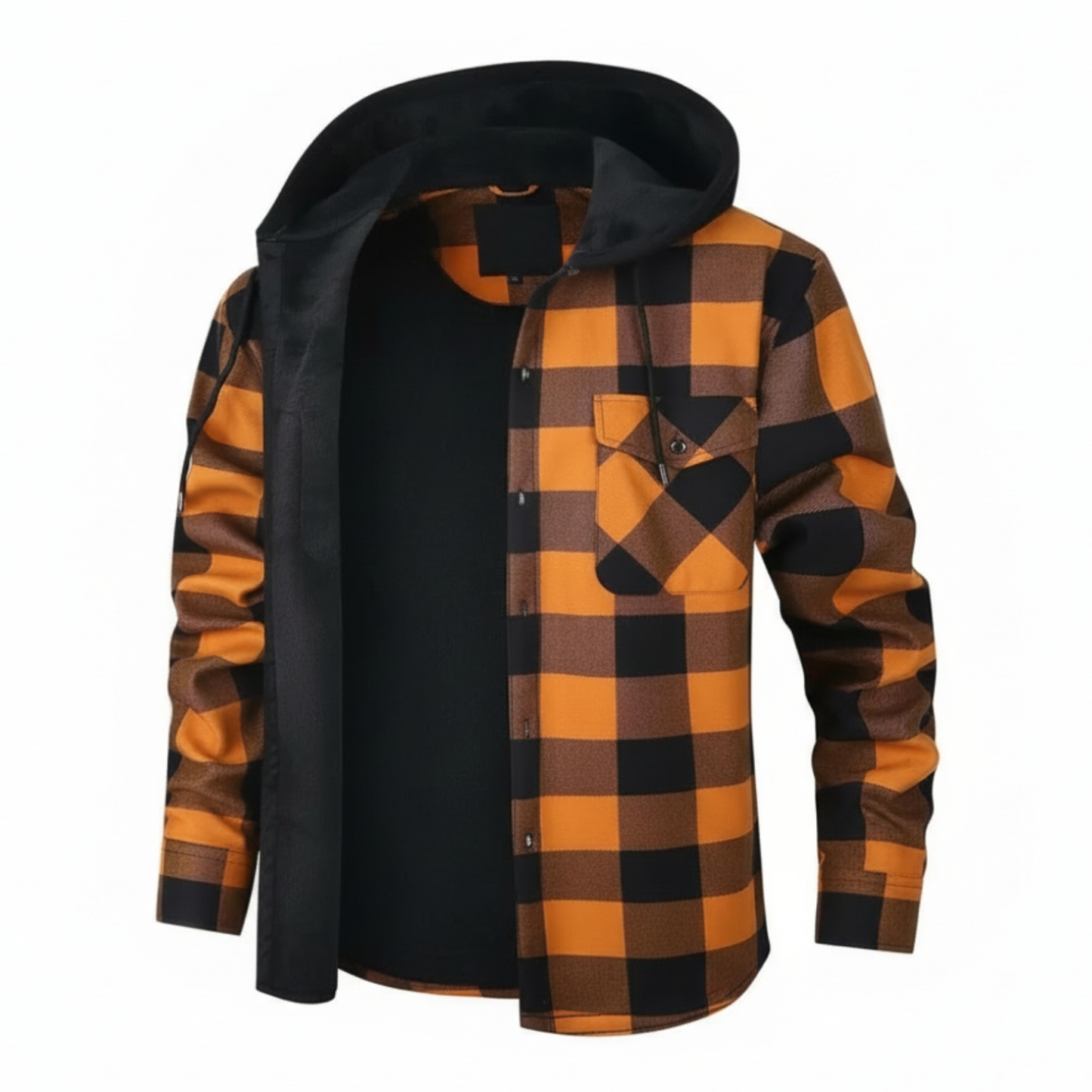 Thermal Flannel Plaid Winter Jacket With Pockets For Men