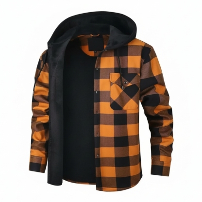 Thermal Flannel Plaid Winter Jacket With Pockets For Men
