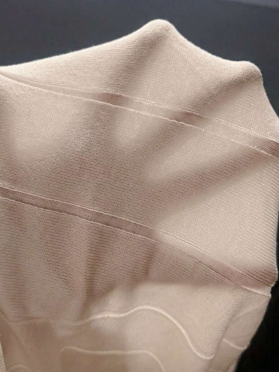 ALTZTAR Men's Solid Color Short Sleeve Knit Vertical Striped Crew Neck Top - Apricot - View 4