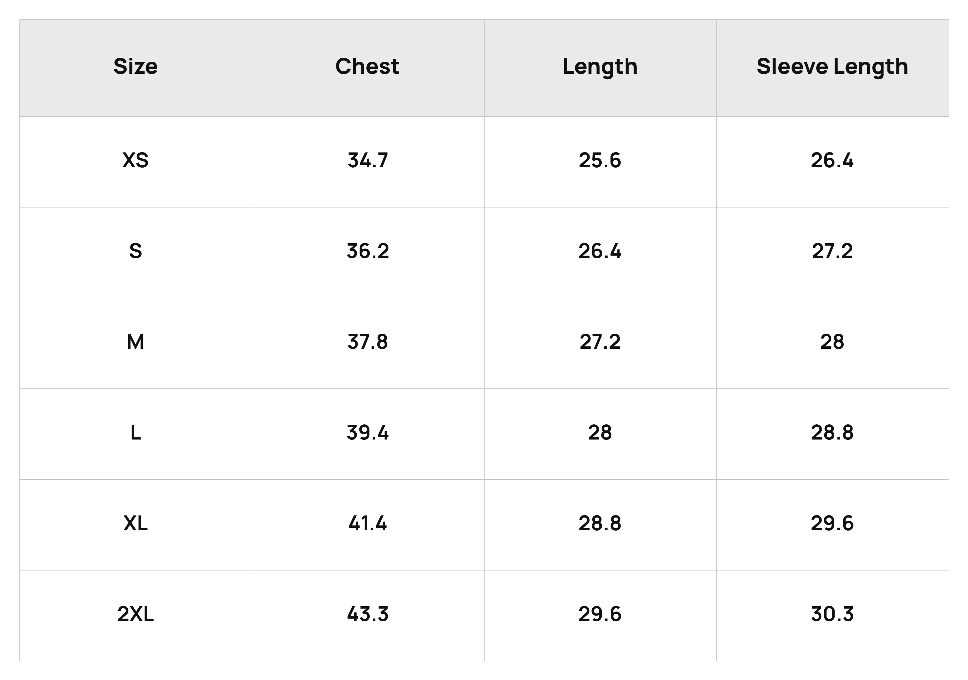Size Chart