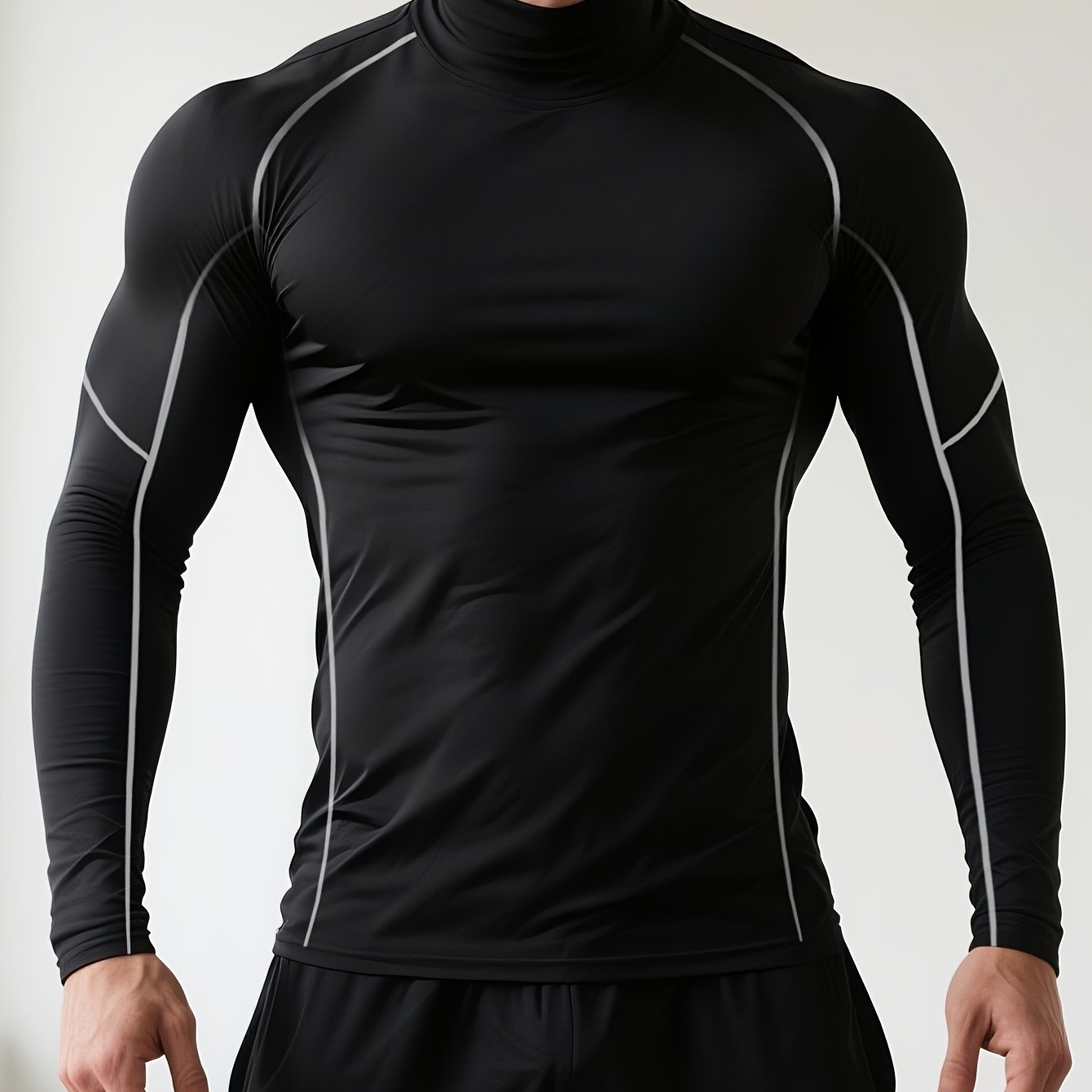 Long Sleeve High Collar Compression Shirt for Men