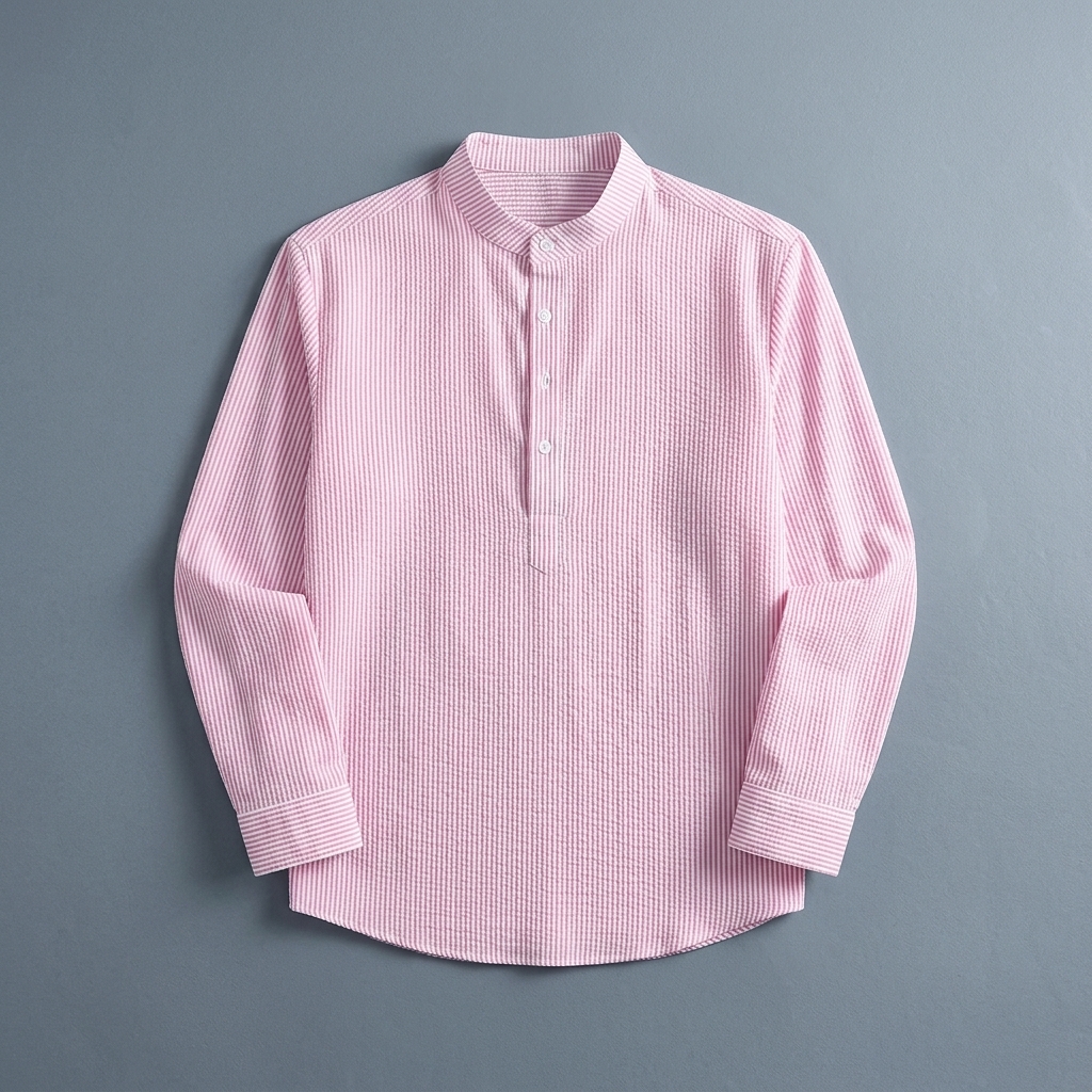 Placket Long Sleeve Vacation Shirt For Men