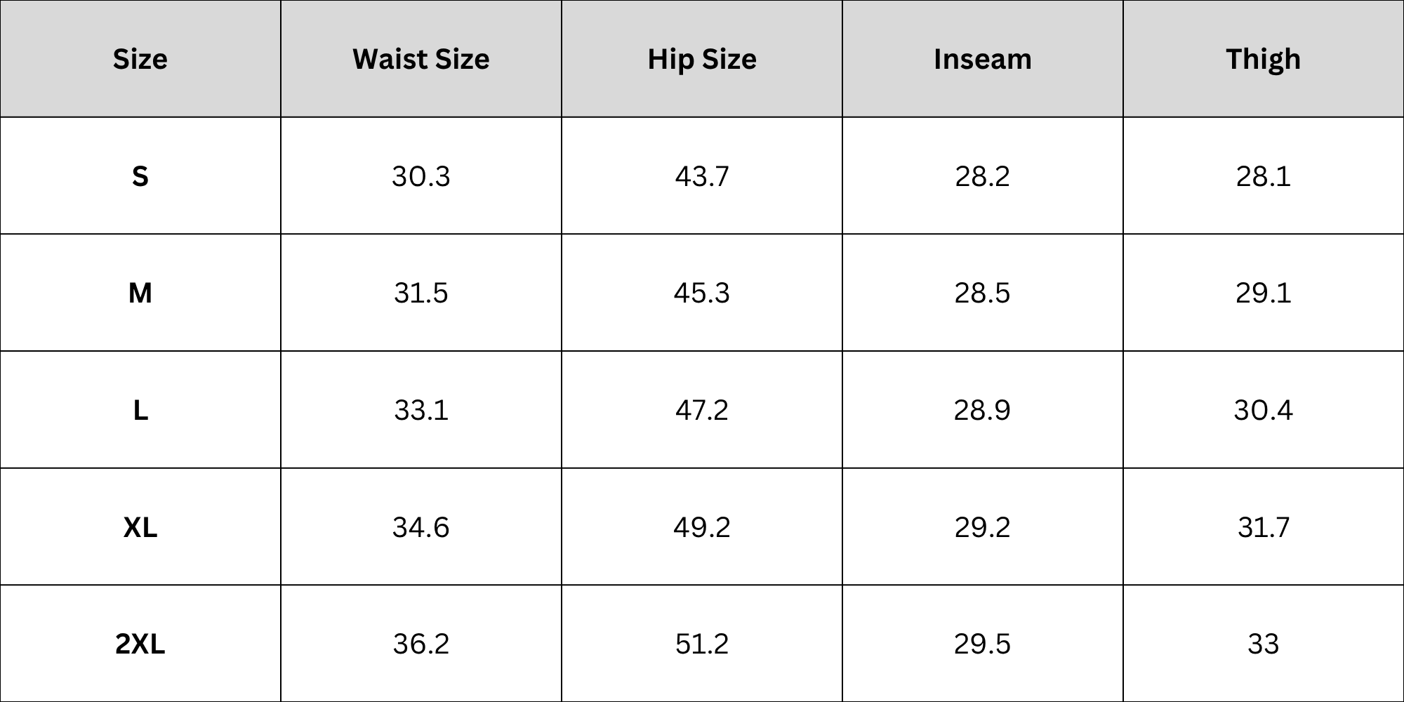 Size Chart