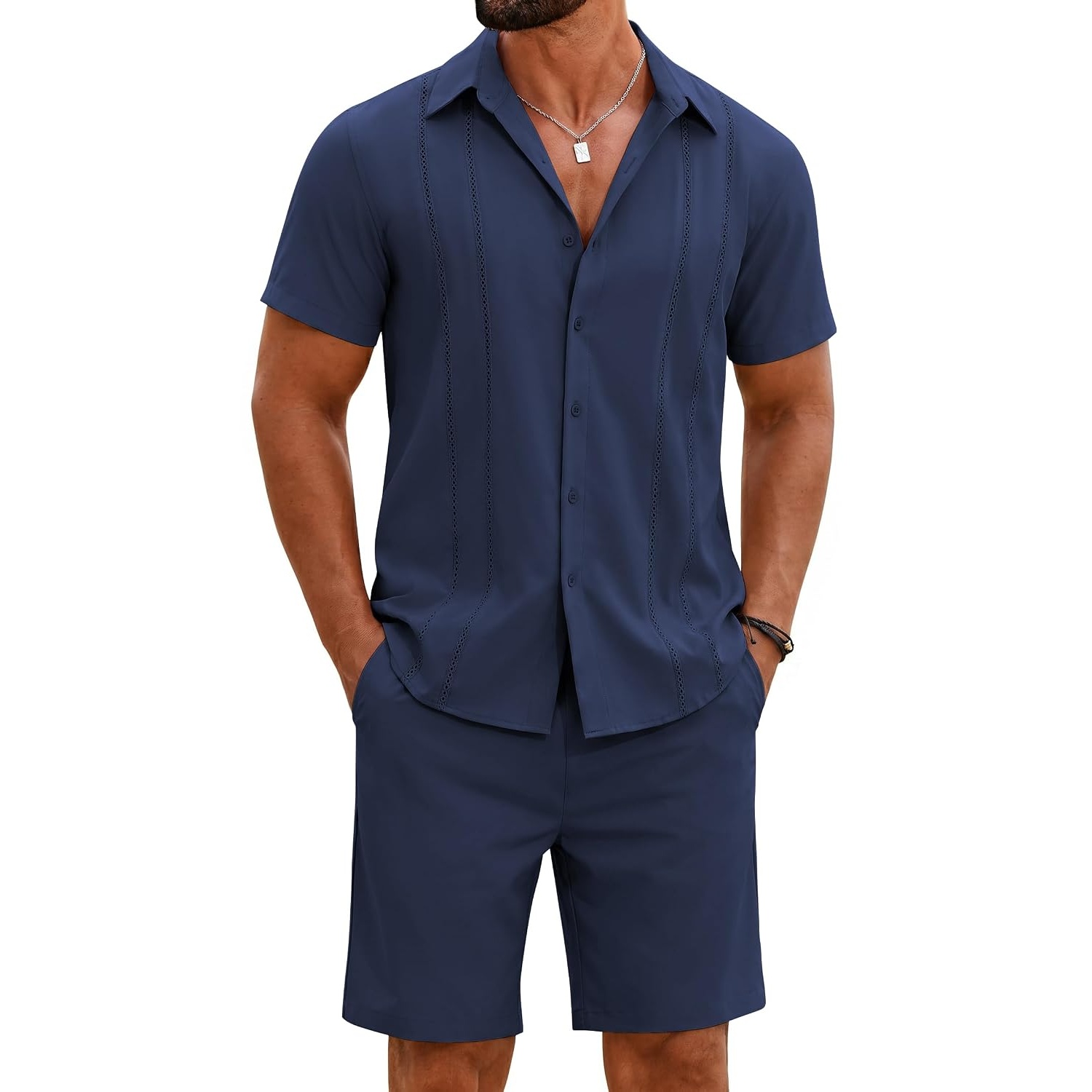 Summer Casual Beach Shorts And Shirt Set For Men