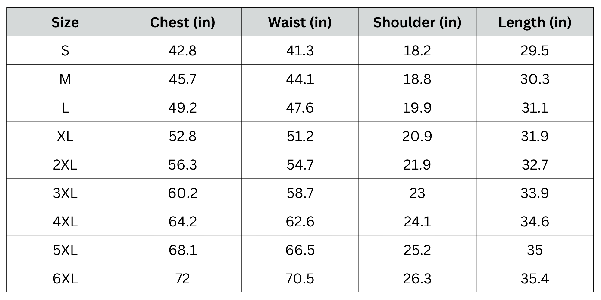 Size Chart