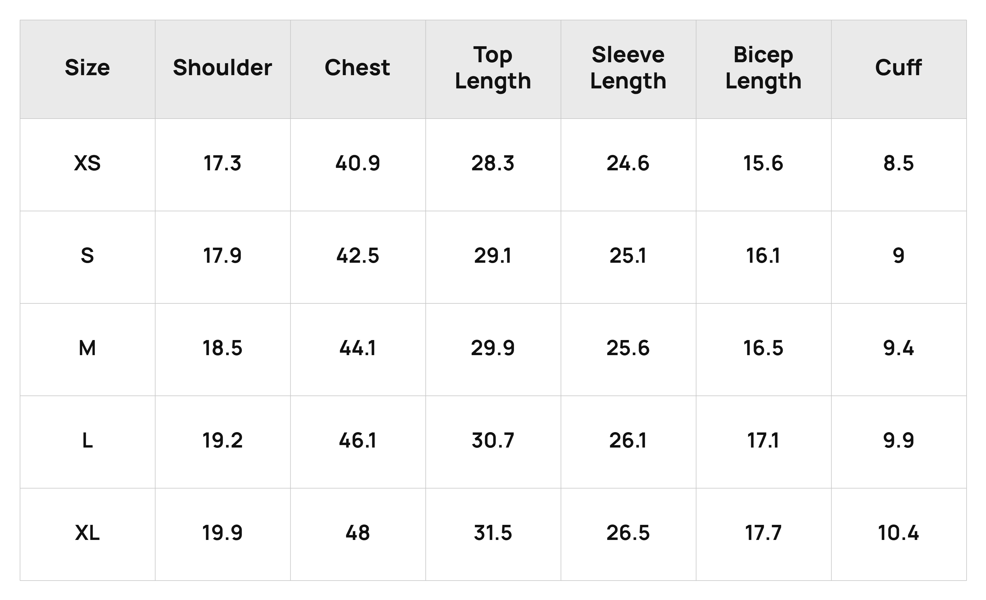 Size Chart