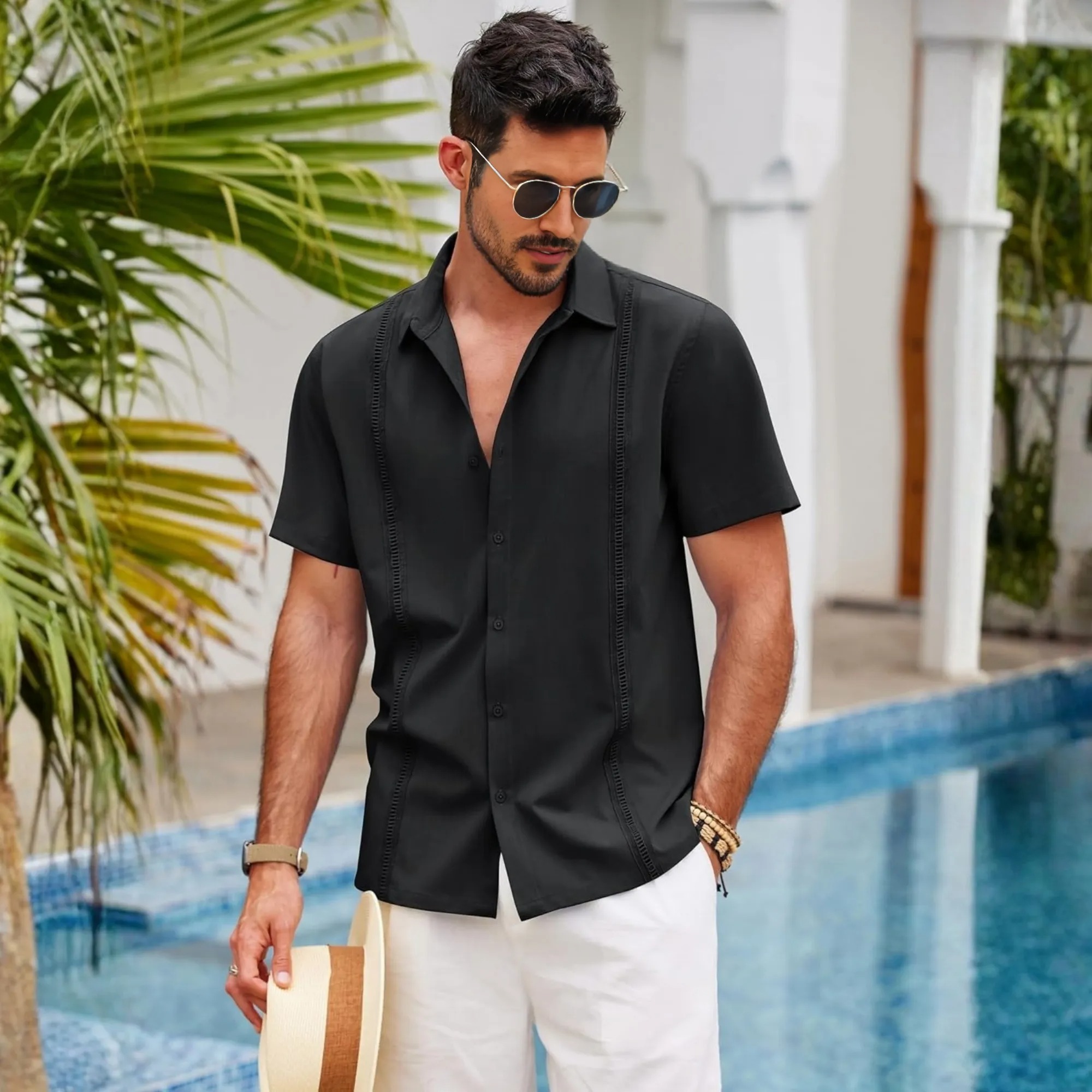 Short Sleeve Cuban Guayabera Shirt 