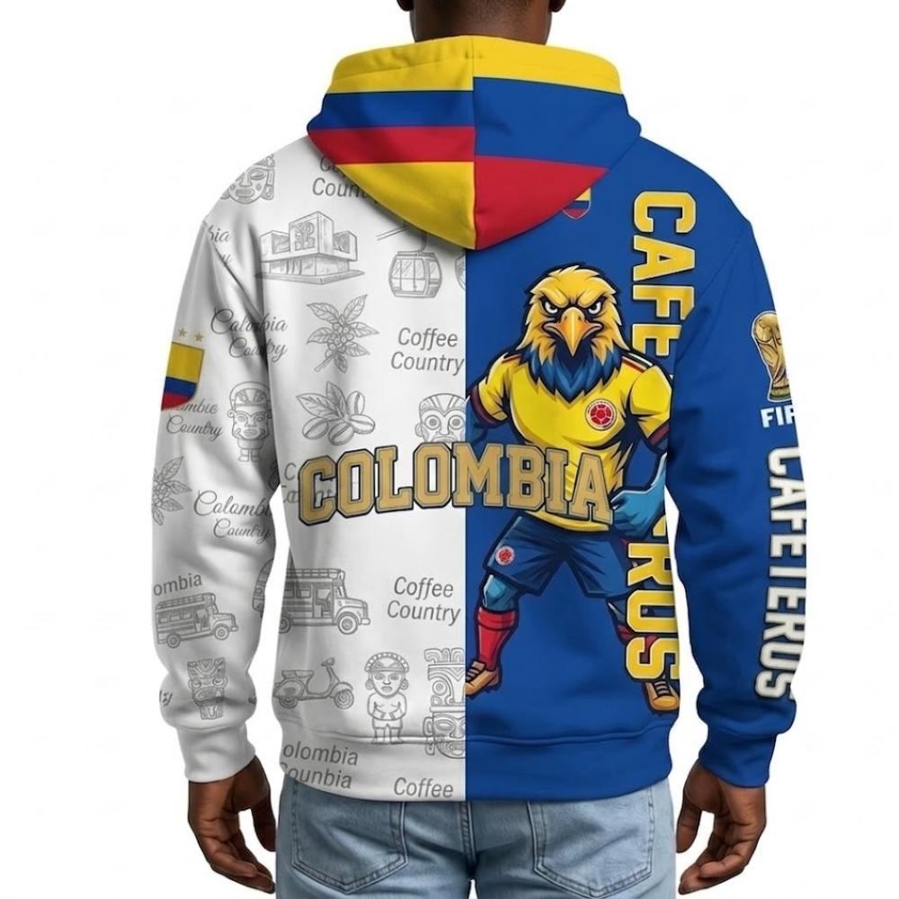 FIFA 2026 Colombia Football Themed All Over Printed Hoodie