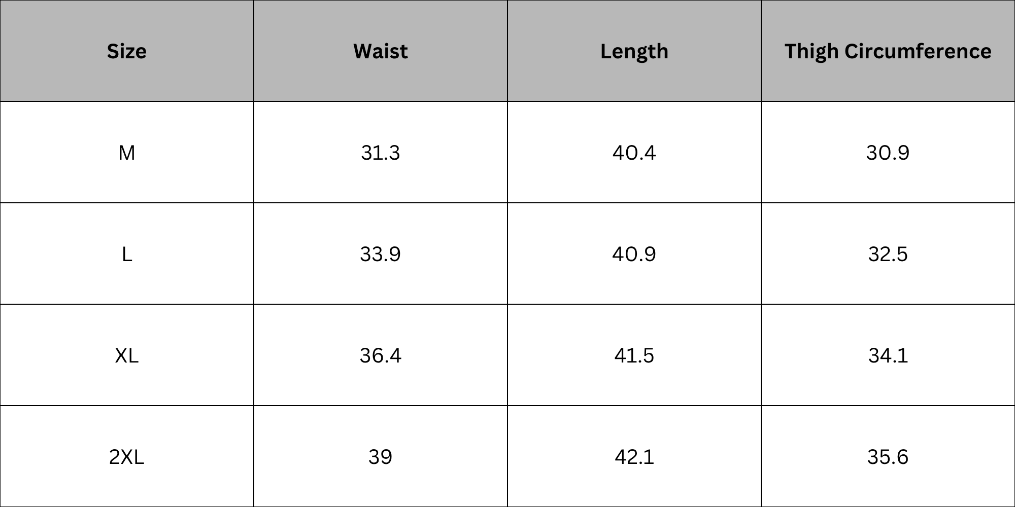 Size Chart