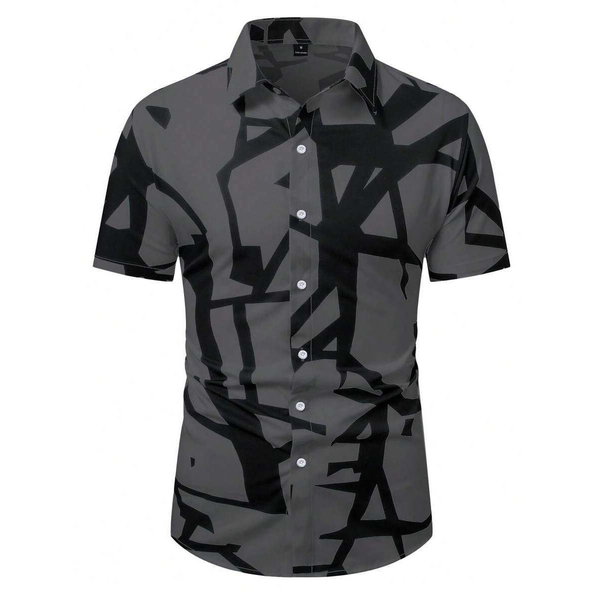 Casual Geometric Print Contrast Short Sleeve Shirt