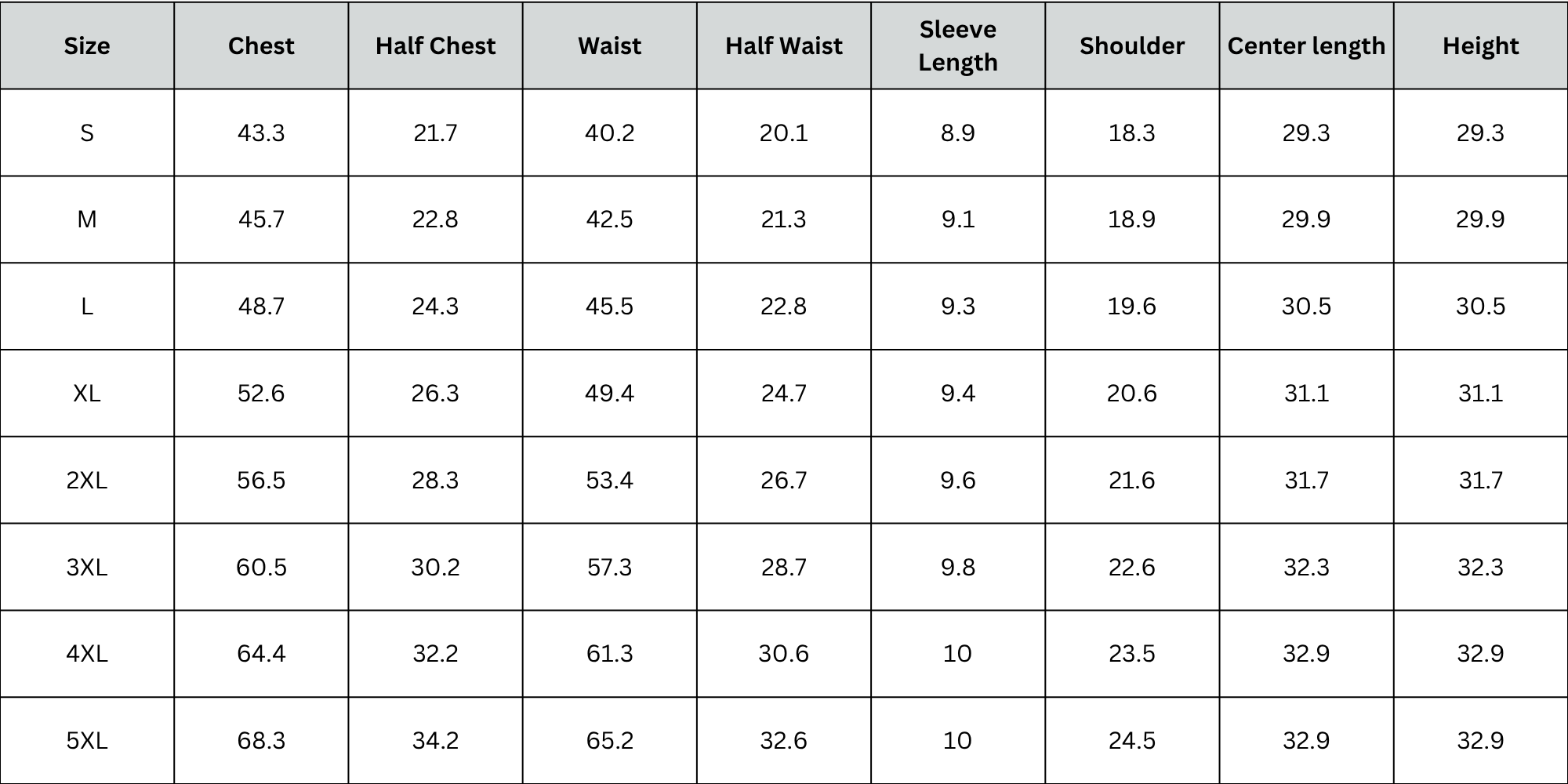 Size Chart