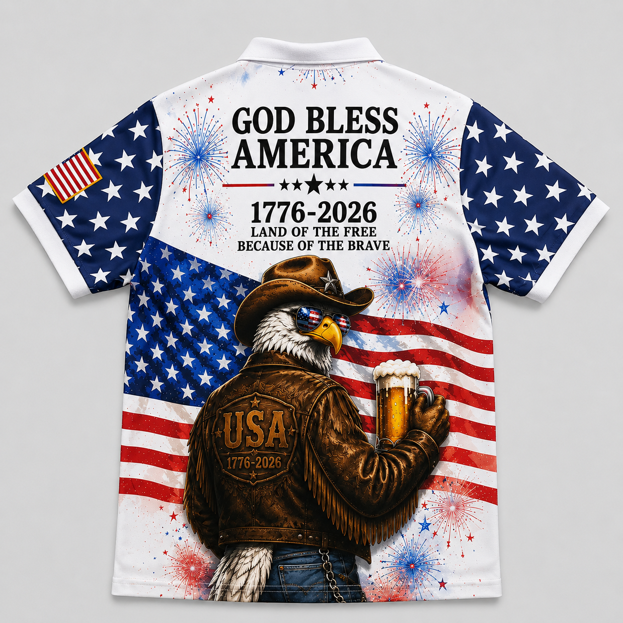 250th Anniversary Patriotic Graphic Short Sleeve Polo Shirt for Men