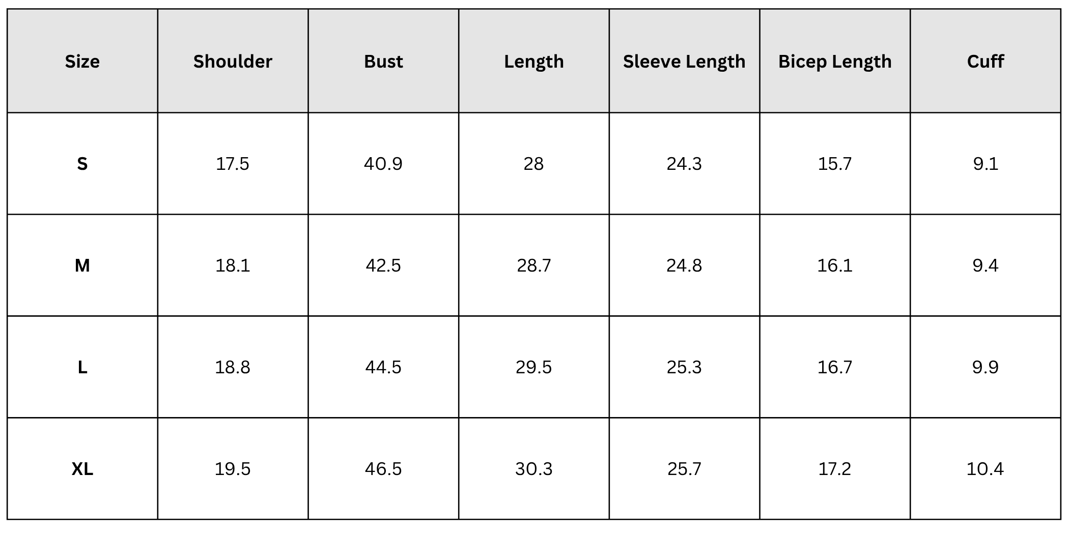 Size Chart