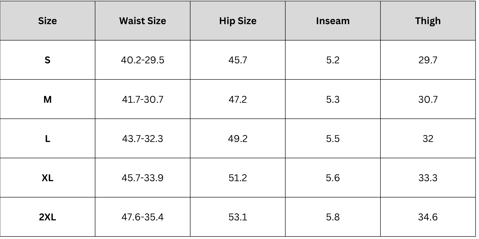 Size Chart