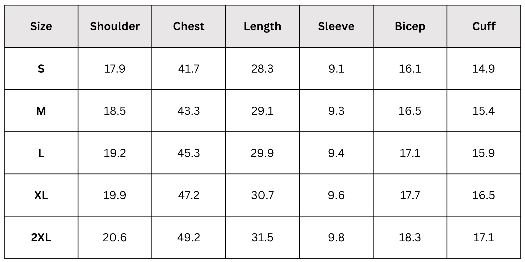 Size Chart