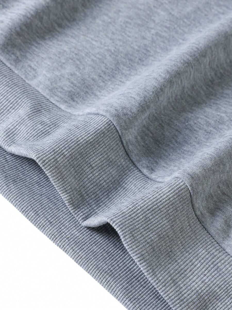 Men's Stand Collar Zipper Half Placket Casual Versatile Commute Autumn/Winter Long Sleeve Sweatshirt - Grey - View 8
