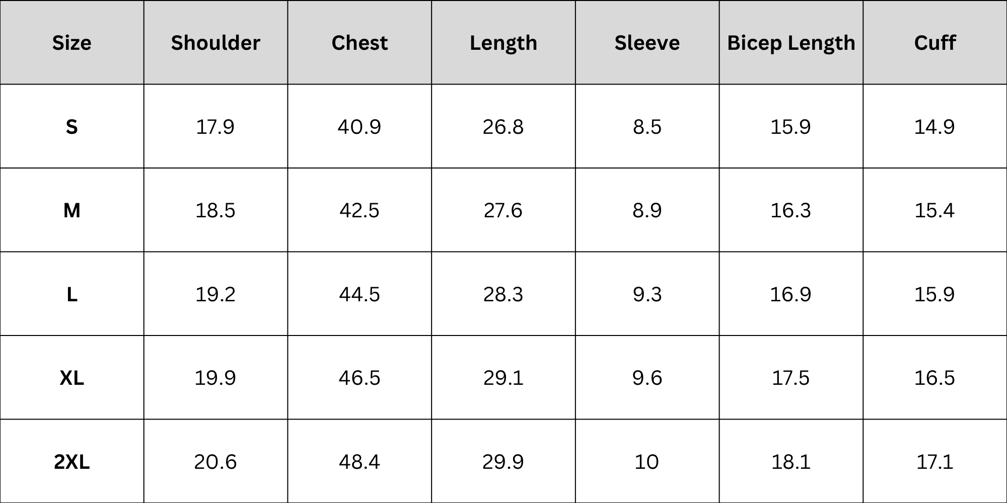 Size Chart