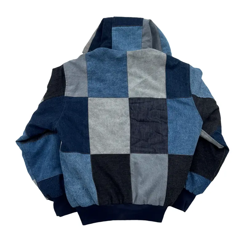 Patchwork Denim Hooded Jacket For Cold Weather