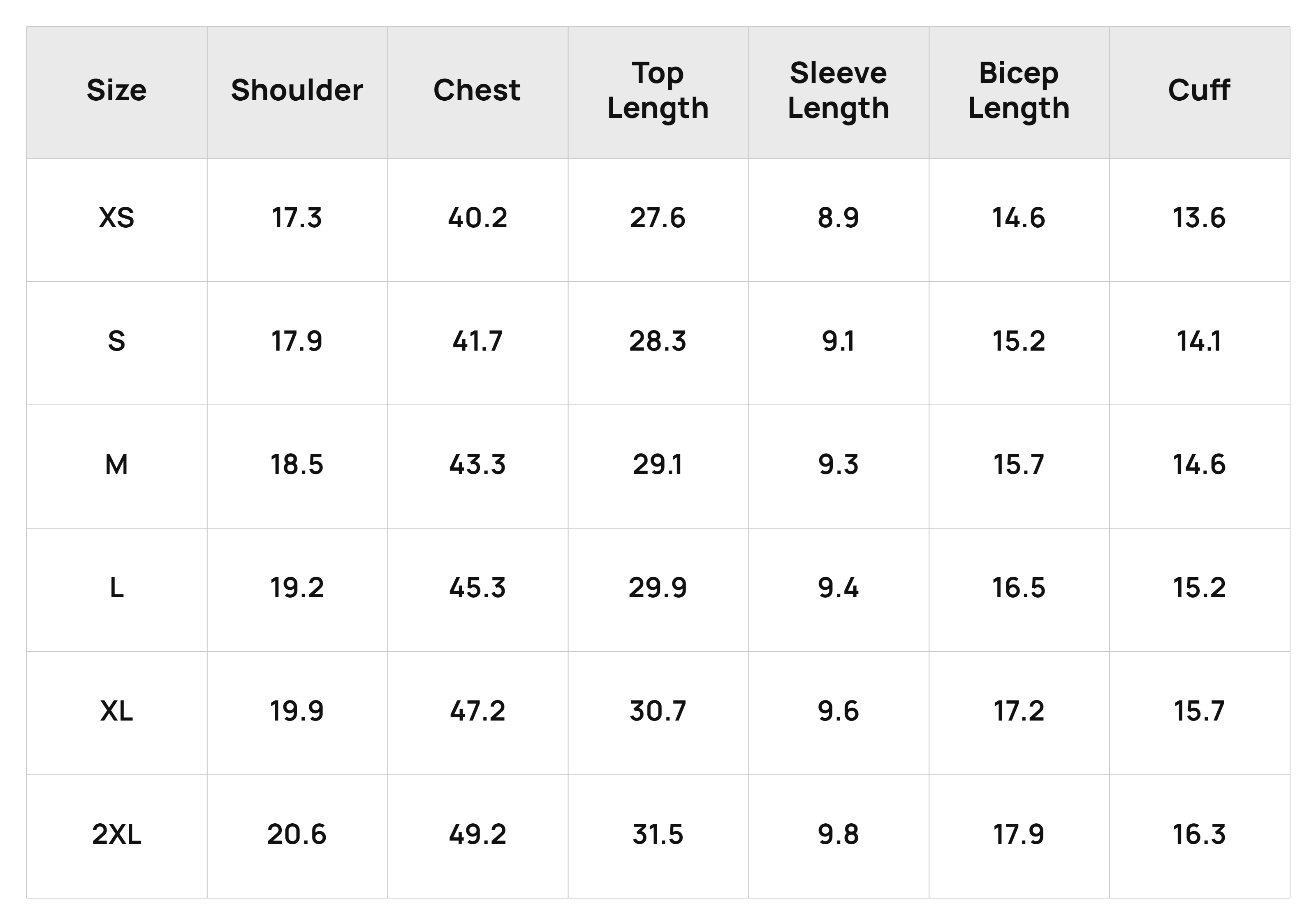 Size Chart