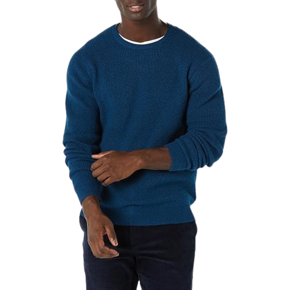 Amazon Essentials Men's Long-Sleeve Soft Touch Waffle Stitch Crewneck Sweater