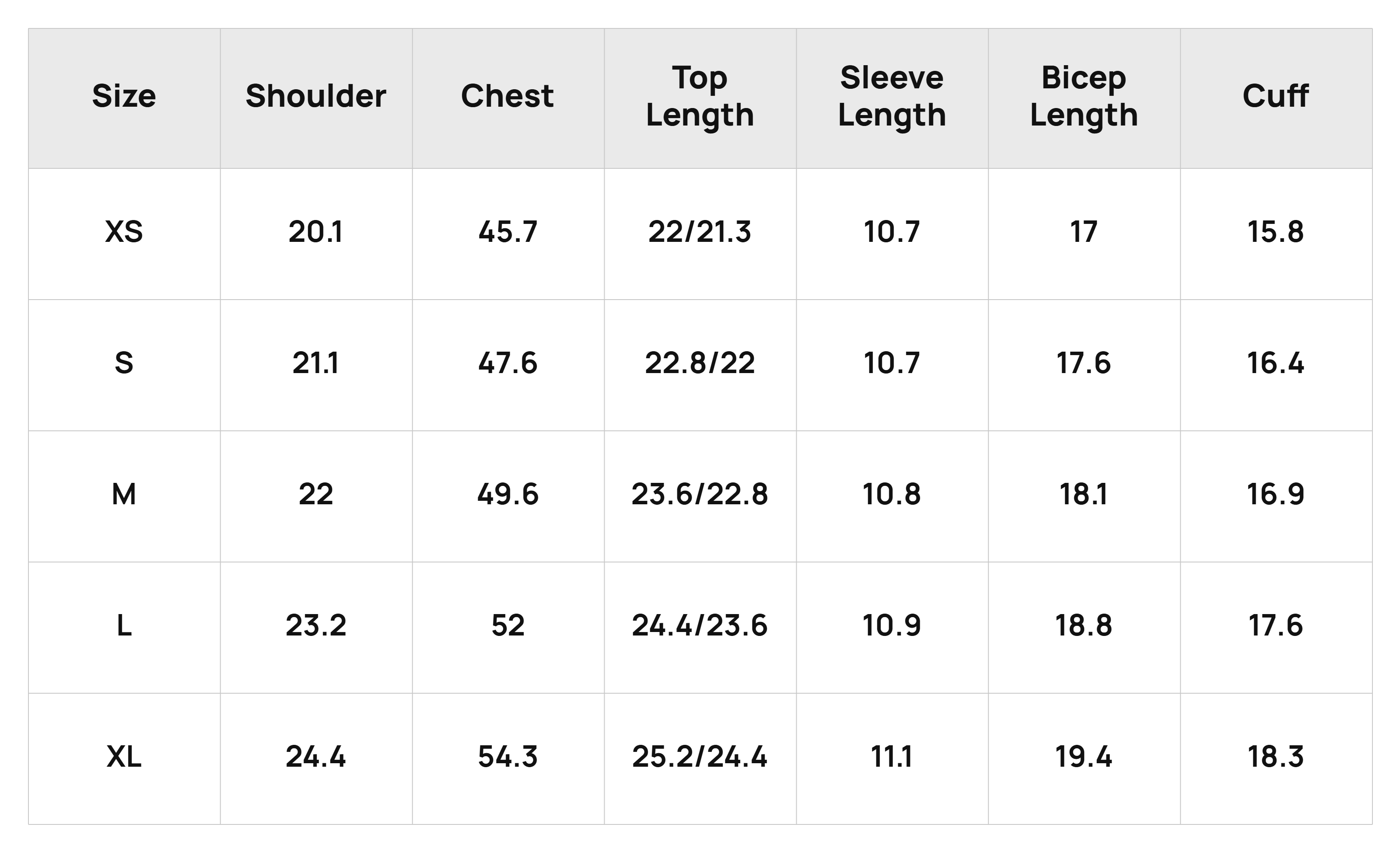 Size Chart