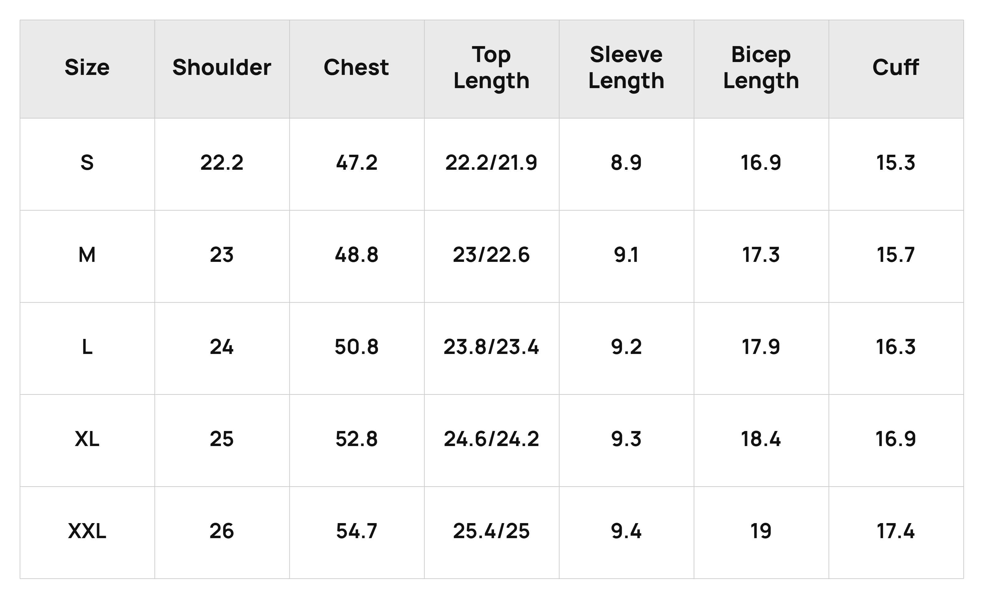 Size Chart