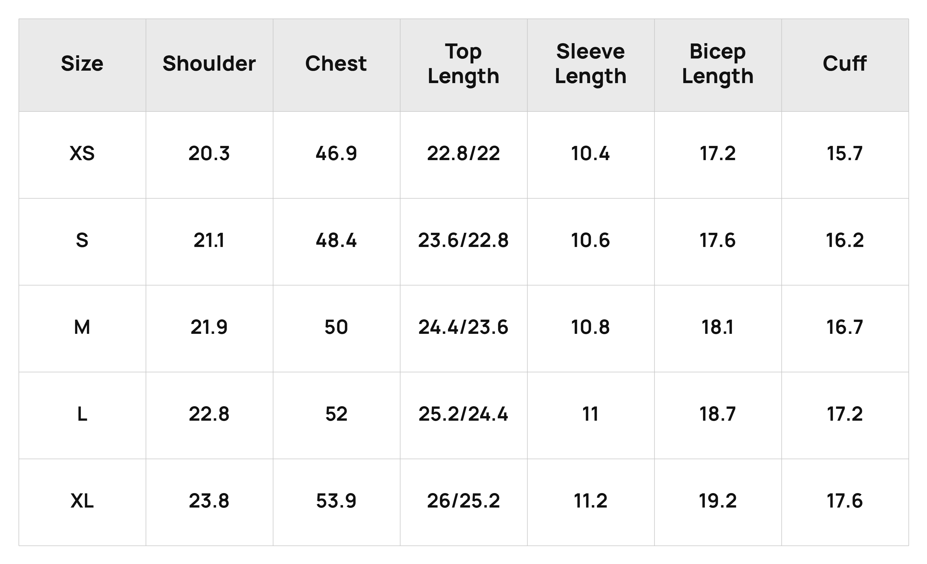 Size Chart