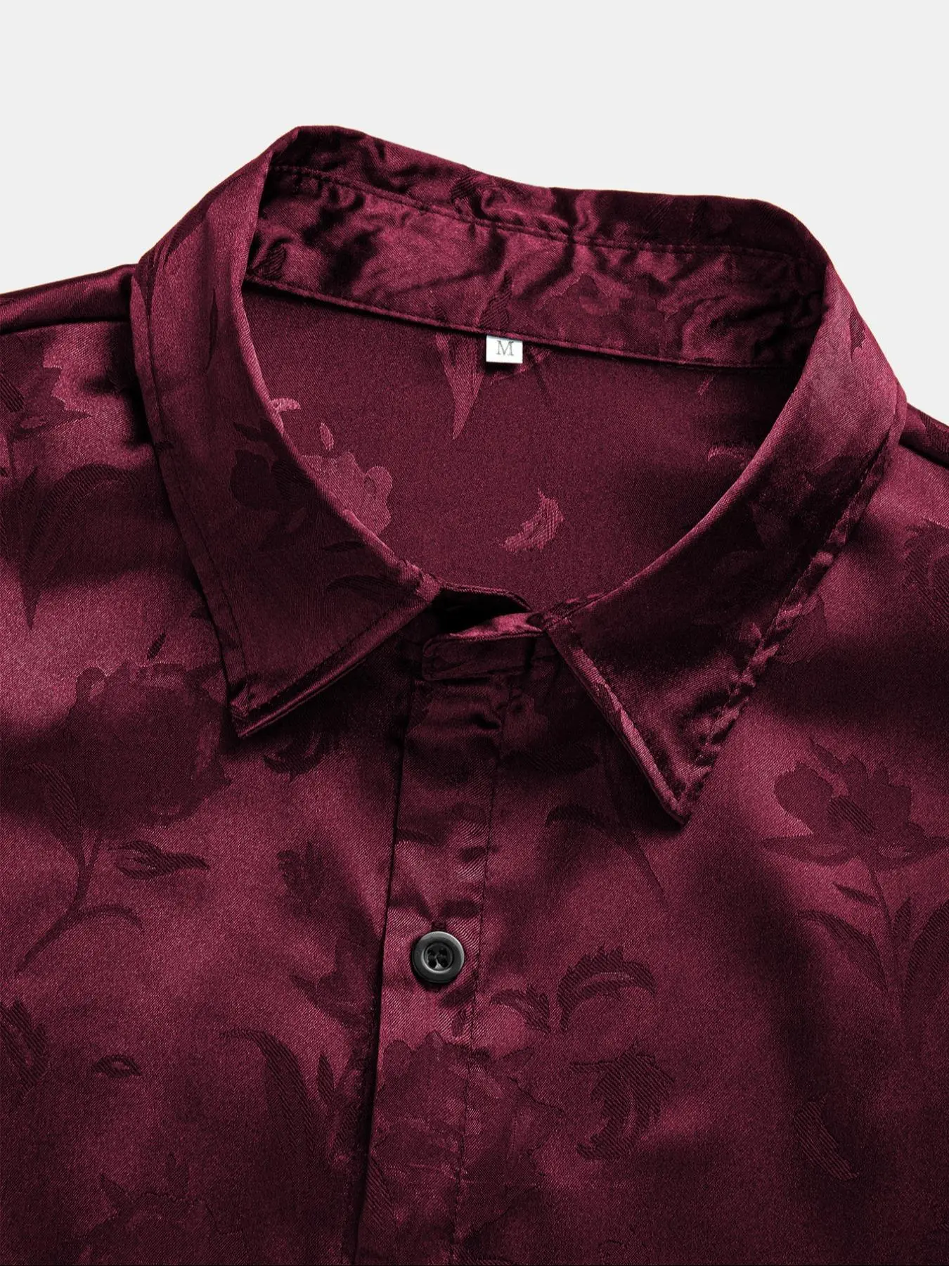 Men's Rose Print Botanical Floral Jacquard Shirt, Regular Fit Short Sleeve Casual Button Collared Top for Summer, Fashion Men's Clothes for Daily Wear, Casual Stylish Menswear, Casual Summer Clothing