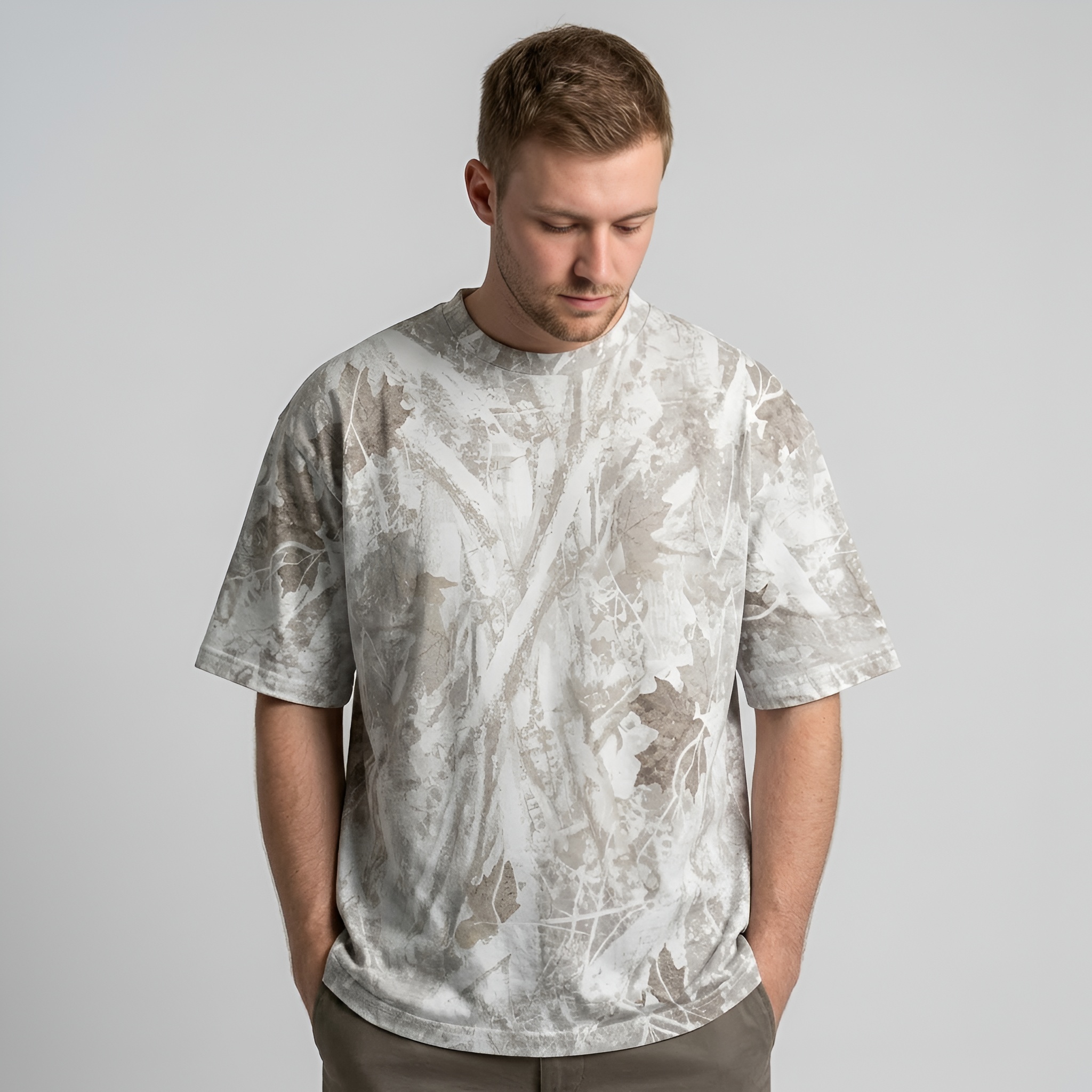 Loose Fit Round Collar Short Sleeve T Shirt For Men