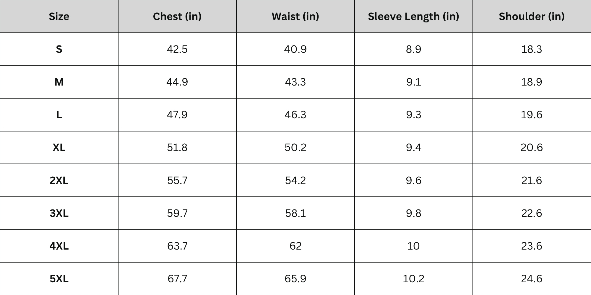 Size Chart