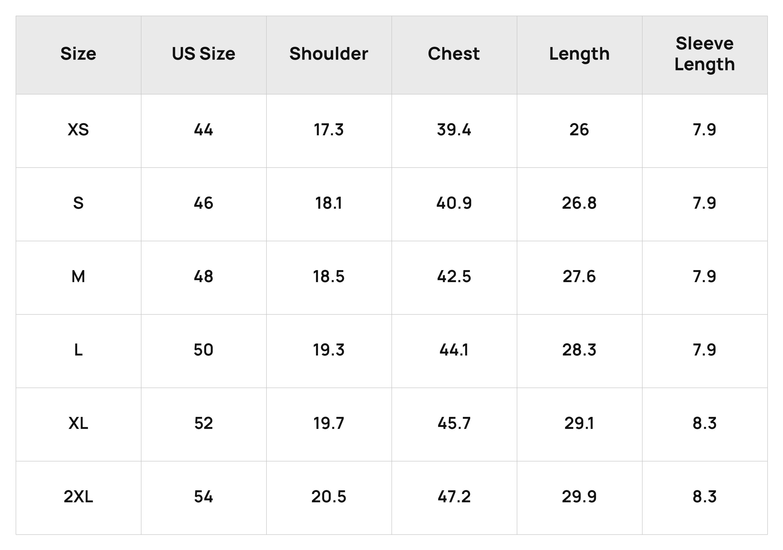 Size Chart