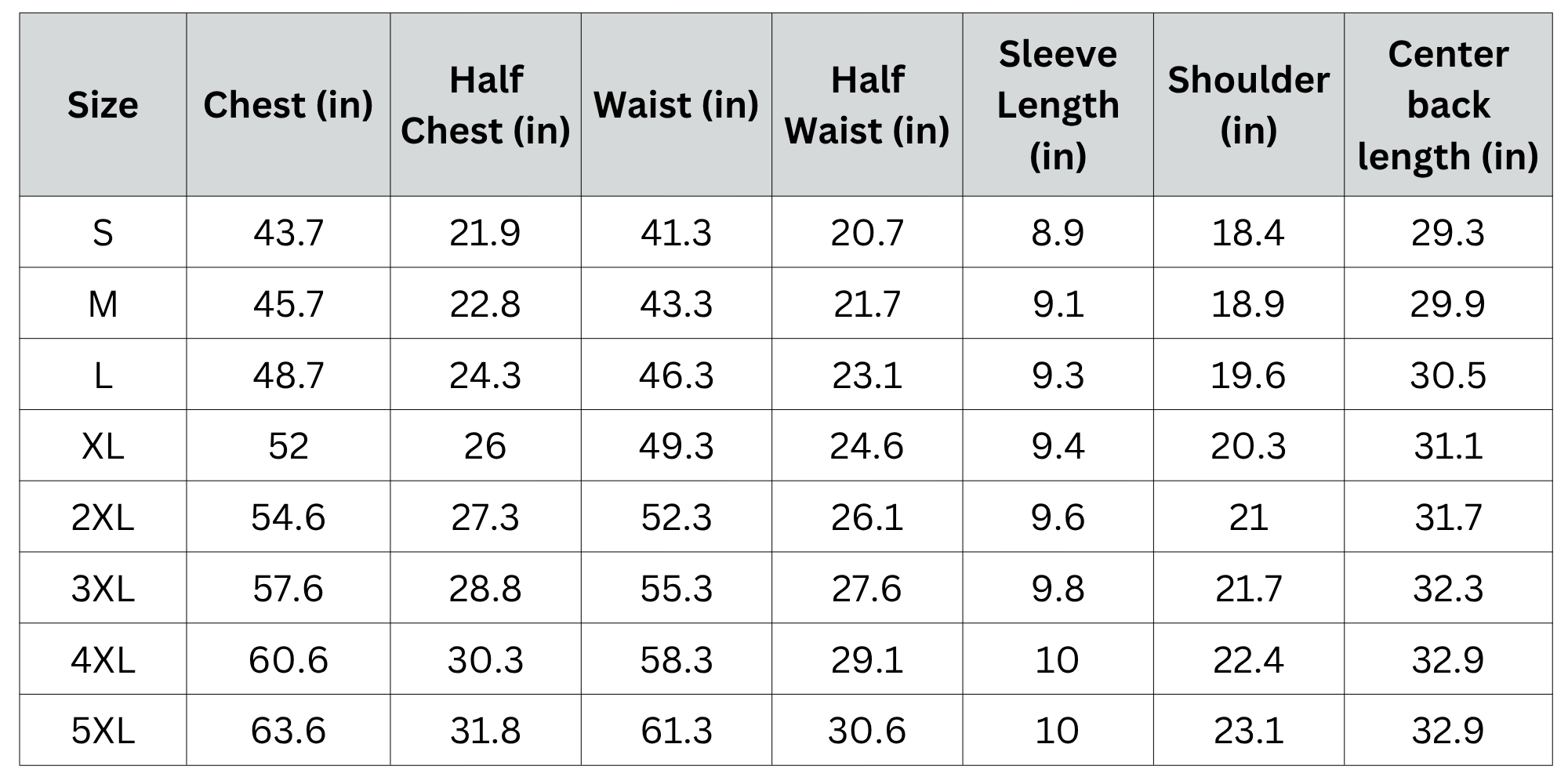 Size Chart