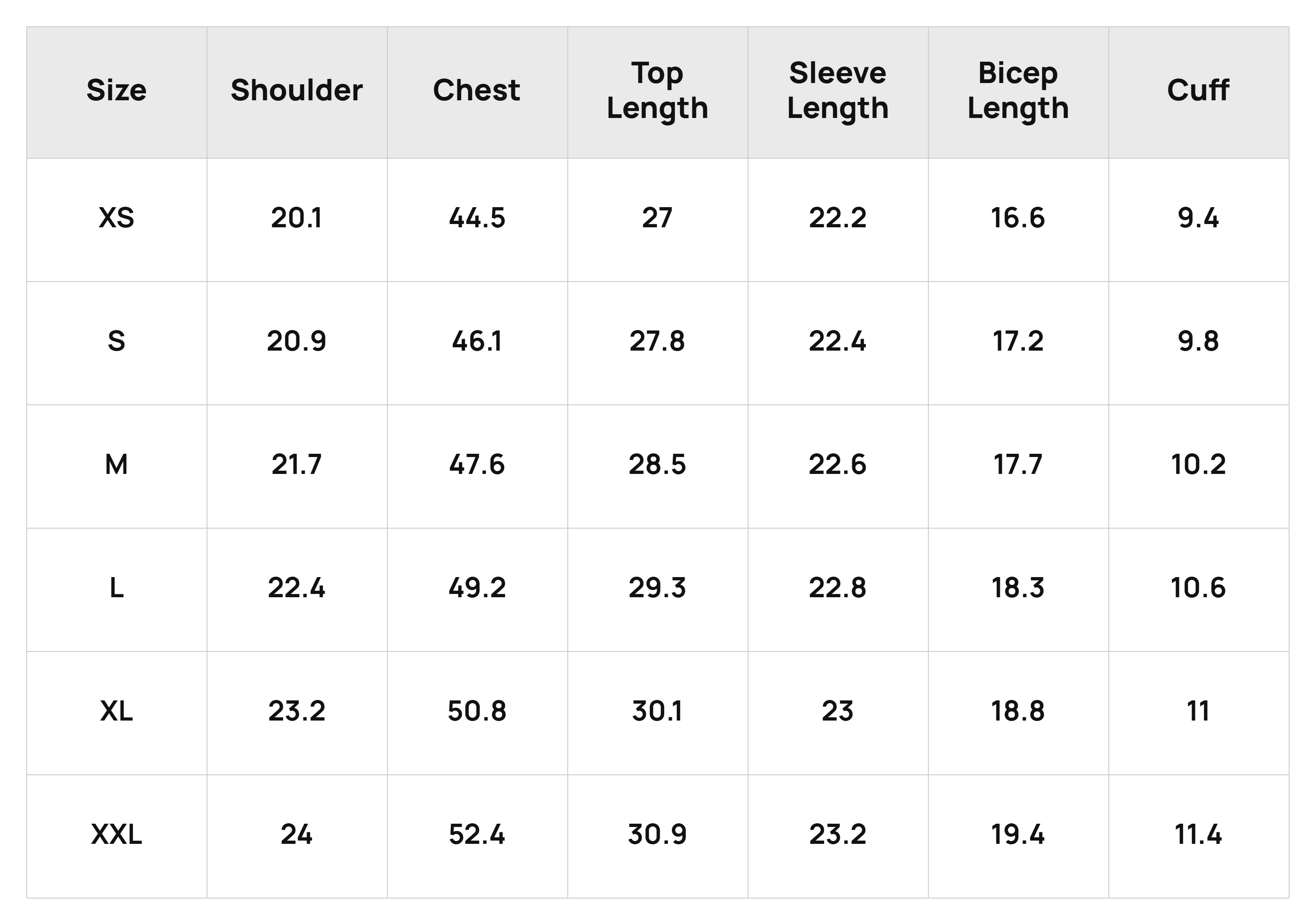 Size Chart