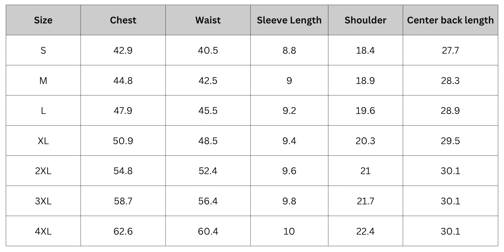 Size Chart