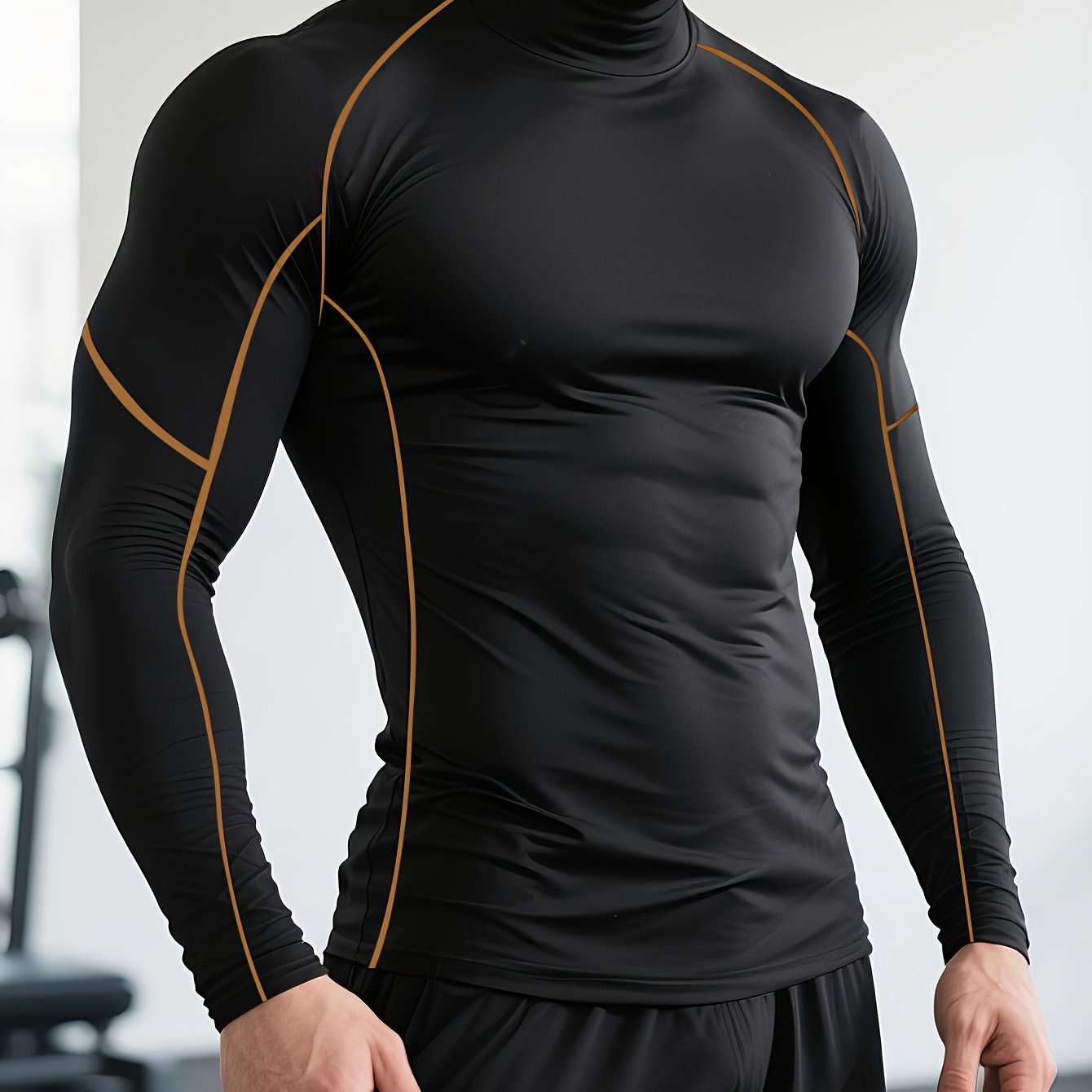 Long Sleeve High Collar Compression Shirt for Men