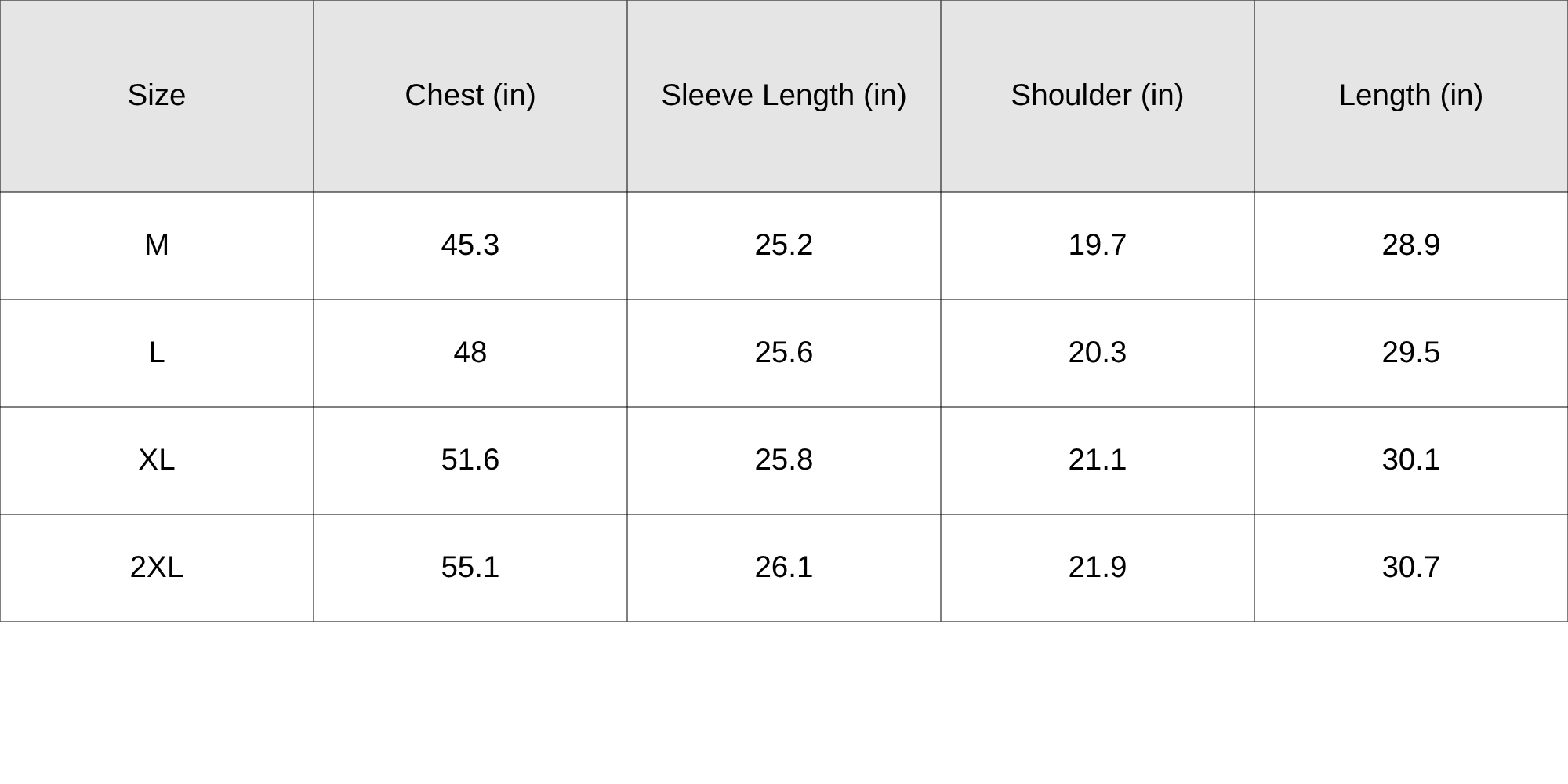 Size Chart