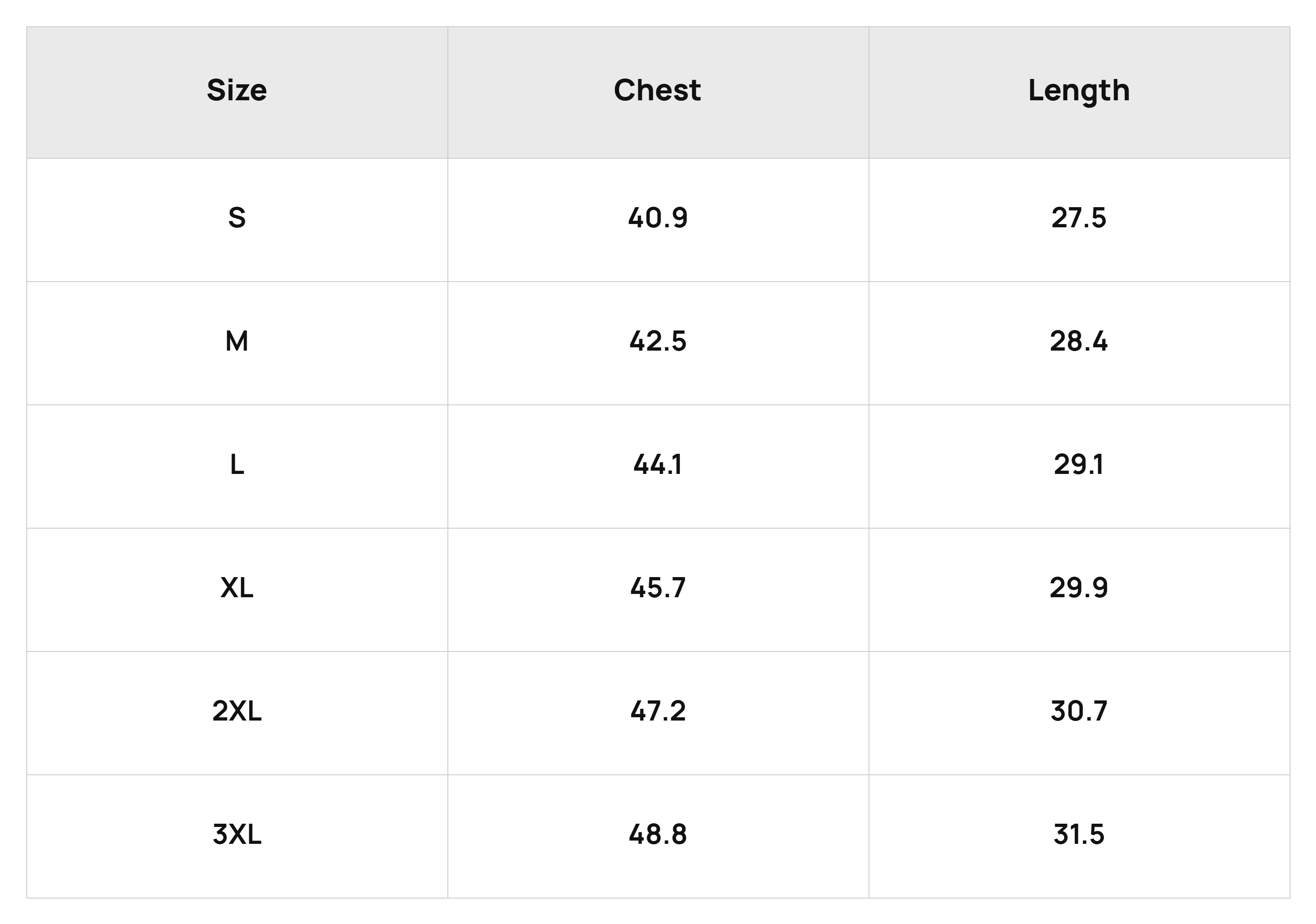 Size Chart