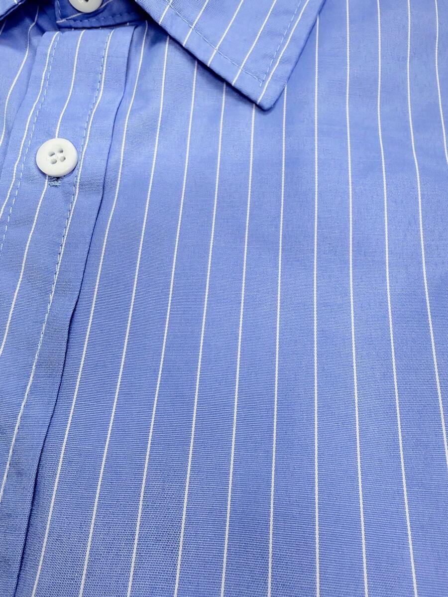 Men's Single-Breasted Casual/Commute Striped Short Sleeve Shirt - Blue - View 5