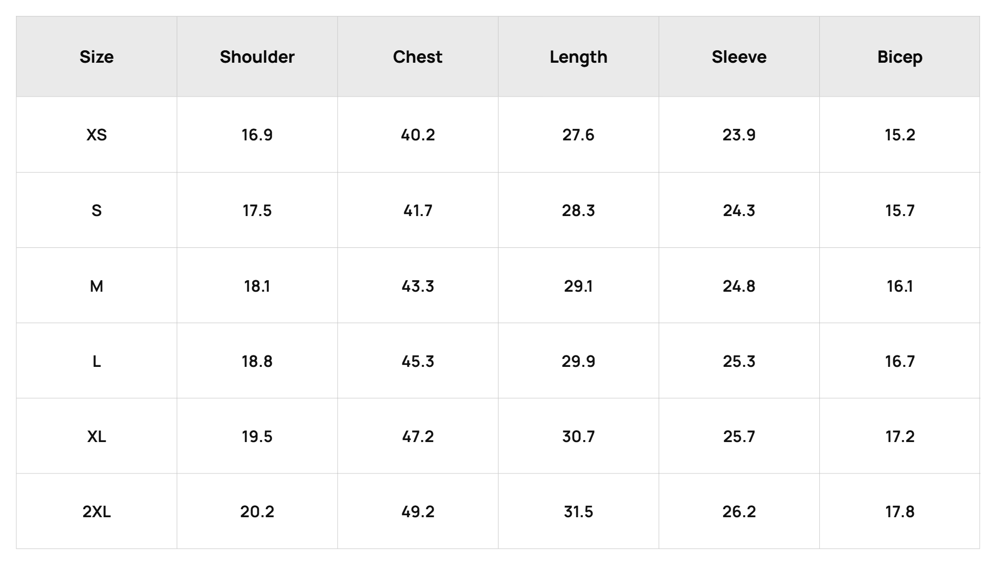 Size Chart