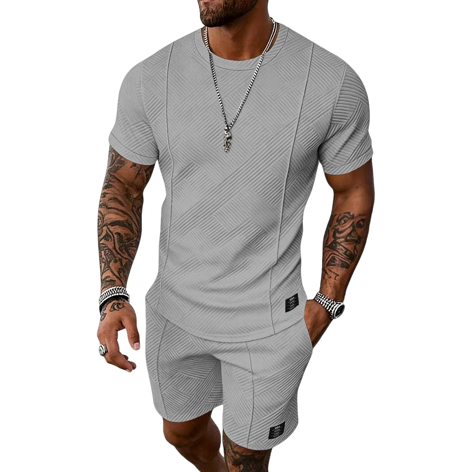 Casual Summer Athletic Shorts And Tshirt Set  For Men