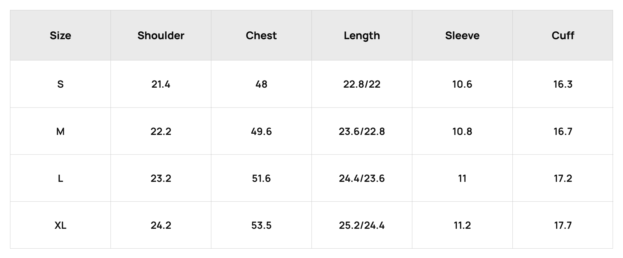 Size Chart
