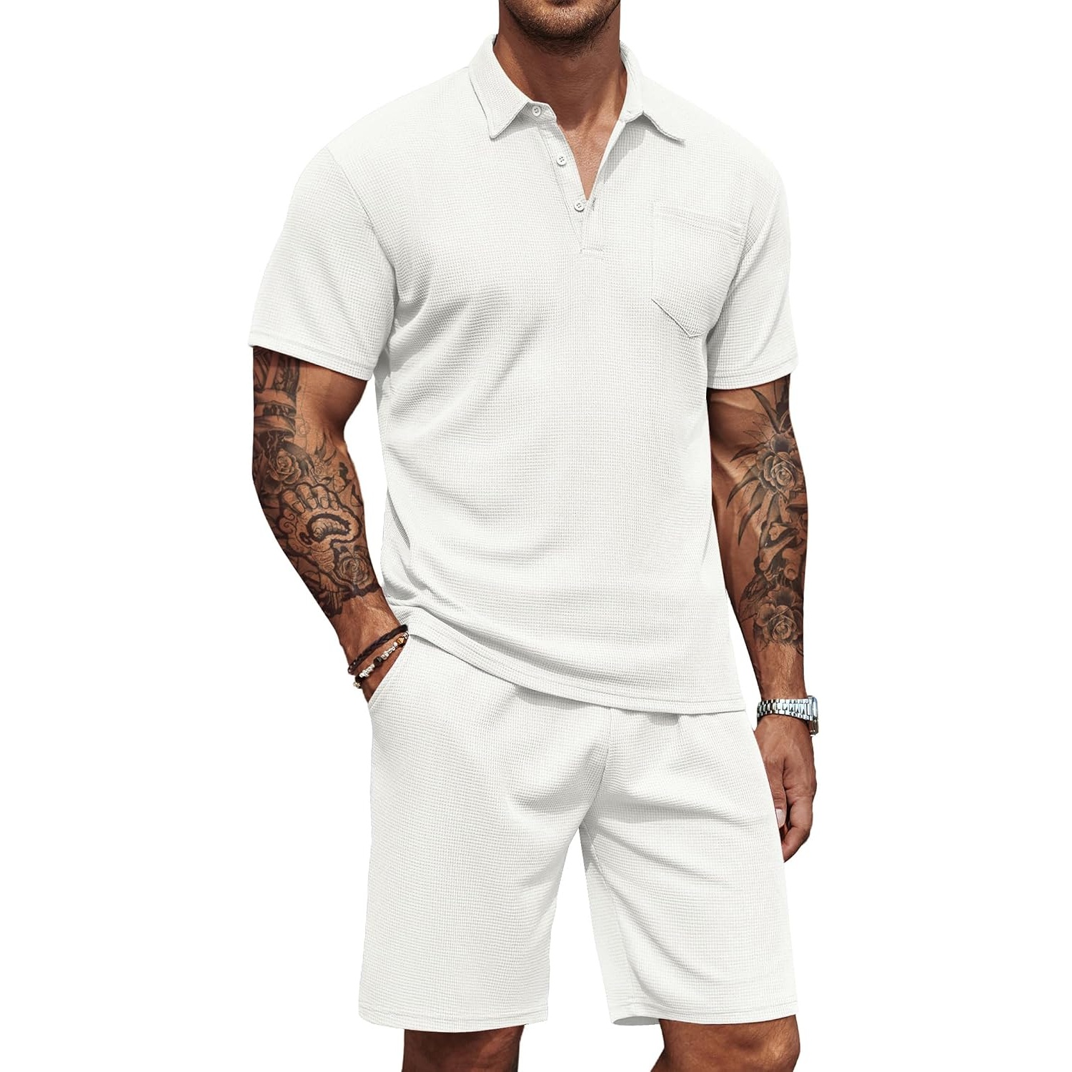Casual Summer Shorts And Polo Tshirt Set For Men