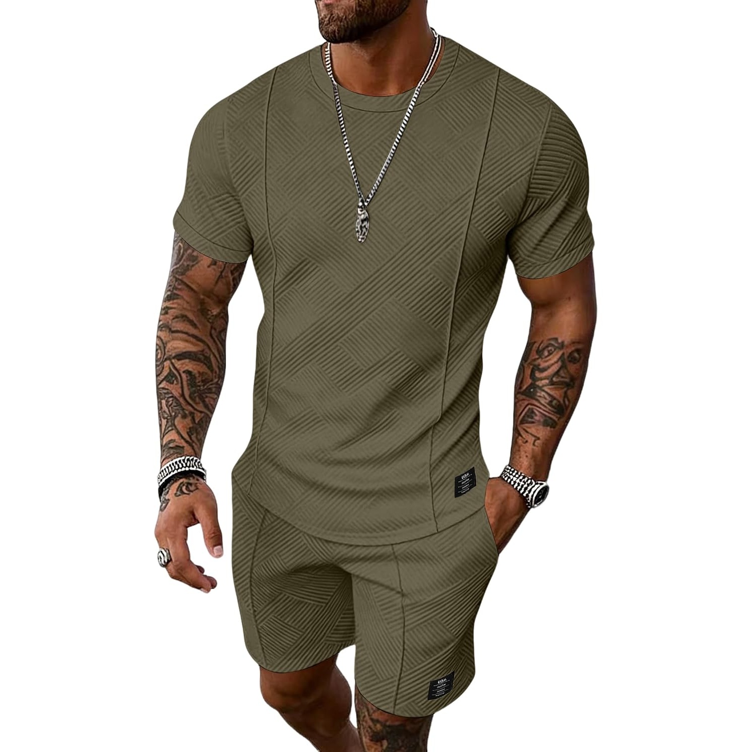 Casual Summer Athletic Shorts And Tshirt Set  For Men